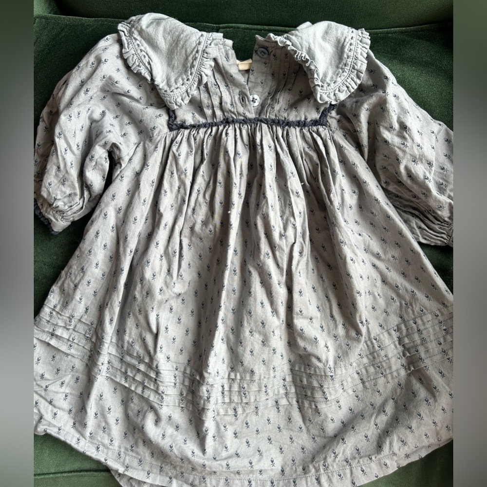 Little Cotton Clothes Blue Cotton Dress Size 3-4 Years Peter Pan Collar